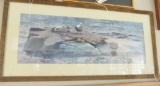 Lot # 4461 - Large print of common eider ducks. Unsigned. Has been professionally matted and