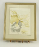 Lot # 4464 - “Taita Falcons” pencil drawing by Larry Norton. Signed and dated 1993. Has been