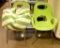 Lot #1302 - Pair of contemporary polyform lime green and gun metal plastic side chairs and green