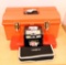 Lot #1312 - Misc. tool lot: orange tool box with Qty of hand tools, screwdrivers, hammers,