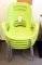 Lot #1398 - (5) contemporary polyform lime green and gun metal plastic side chairs