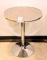 Lot #1412 - Brushed aluminum finish and chrome contemporary pedestaled side table (29” x 24”)