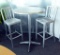 Lot #1426 - Brushed aluminum finish designer style hightop bar table 42” x 21” and (2) matching