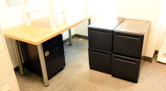 Lot #1449 - (2) two drawer undercounter file cabinets, door converted to work table/desk, (1)