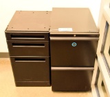 Lot #1290 - (2) Undercounter/under desk cabinets in black matte finish one is three drawer