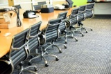 Lot #1366 - (15) Chrome and black vinyl adjustable office chairs (as is) buying all (15) as one