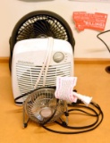 Lot #1416 - Home Trends mini desktop stainless finish 5” fan, Sylvania personal space heater,