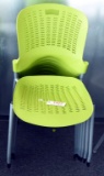 Lot #1427 - (8) Safco model 4183 lime green and gun metal gray designer polyform style side chairs