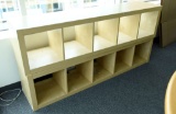 Lot #1429 - (2) Five section contemporary bookcases in Maple finish (73” x 17” x 15” each)