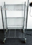 Lot #1435 - Shelf Tech Systems stainless commercial three tier cart on castors (31” x 24” x 18”)