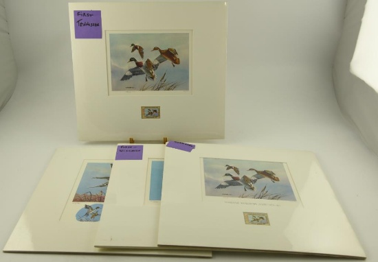 (2) 1980 First of State Tennessee Migratory Bird Stamps with prints matted and signed Elliot,