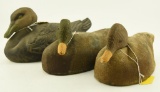 Pair of Mid-West Paper Mache mallard decoys and Victor Decoy Co. vintage paper mache black duck