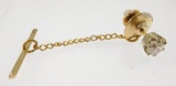 Lot #15: 14k yellow gold gents 6 prong head solitaire tie tac, containing a brilliant cut diamond