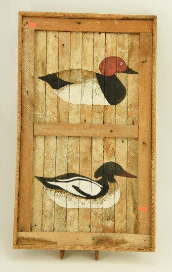 Lot #18 - Original oil on reclaimed wood of Mason Painted Eye Canvasback and Mason Premier Grade