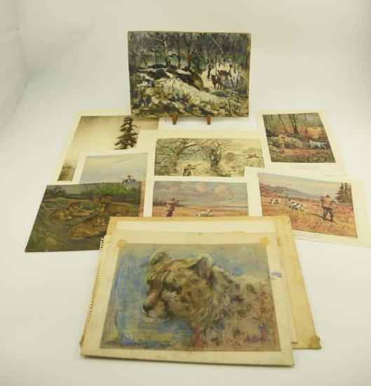 Lot #2 - Portfolio of original artwork, etchings pencil sketches, prints, etc.: “Pine and