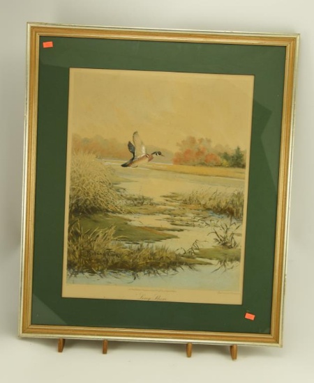 Lot #21 - “Long Shore” framed print of etching by Roland Clarke signed in pencil on lower right