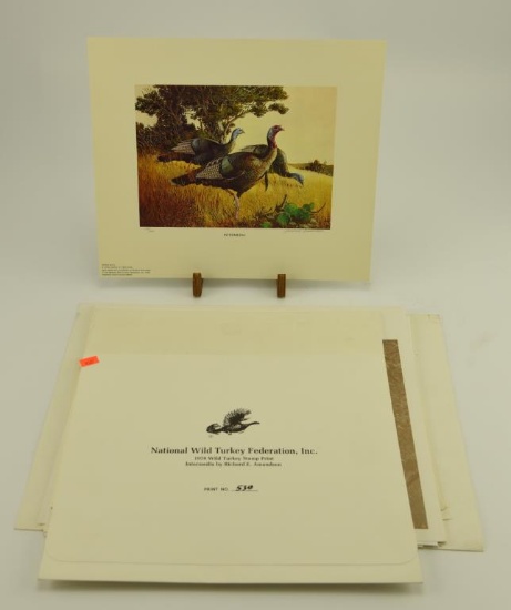 Lot #4 - (3) 1978 National Wild Turkey Federation Inc Stamp Prints by Richard E. Amundsen, #539,