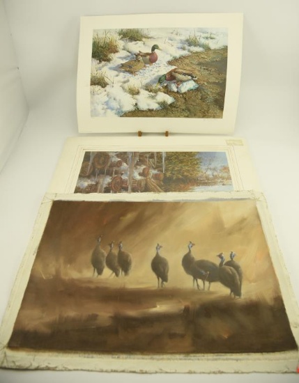Lot #9 - Original oil on canvas of Turkeys by Maghaui (24” x 16”), “Springs Early Arrival matted