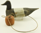 Lot #119 - North Carolina hand chopped Battery Style Canvasback decoy with float