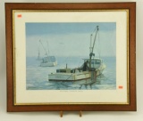 Lot #17 - “Patent Tonging-Chesapeake Bay Oystering” framed print by Harryman (22” x 26”)