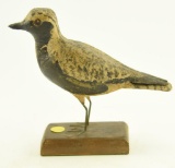 Lot #252 - Primitive Black Bellied Plover with wire legs on wooden base 7 ½” A90-CPH058