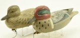 Lot #257 - Pair of Jamie Hand, New Jersey Carved Green Wing teal hen and drake both branded JH