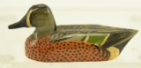 Lot #281 - Miniature carved Blue Wing Teal Drake by Dr. Edwin Burke signed and dated 1947 2 ½”