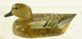 Lot #282 - Dr. Edgar Burke 1947 Miniature carved Green Wing Teal hen 2 ½” signed and dated on