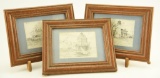 Lot #69 - (3) framed John Moll prints of sketches of Chesapeake Bay Maryland (6” x 9” each)