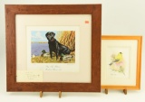 Lot #88 - John W. Taylor framed artwork of Goldfinch 9” x 11”, Framed print of Bay Area Retriever
