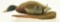 Lot #437 - J. Ahern Miniature carved feeding Mallard drake on driftwood signed by carver on