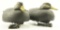 Lot #613 - Pair of Ned Mayne, New Castle, DE working cork body Black Ducks branded Mayne on