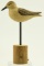 Lot #649 - F. Jennings, New Jersey carved Sanderling on stand branded FHJ on underside 9”
