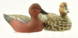 Lot #385 - Pair of William Veasey, Elkton, MD carved half size Cinnamon teal decoys hen and