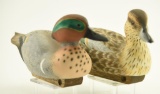 Lot #386 - Pair of William Veasey, Delaware carved full size Green -Wing teal decoys hen and