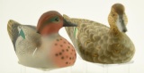Lot #387 - Pair of William Veasey, Delaware carved half size Green -Wing teal decoys hen and