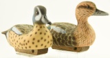 Lot #388 - Pair of William Veasey, Delaware carved full size Blue -Wing teal decoys hen and