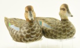 Lot #389 - Pair of William Veasey, Delaware carved half size size Green -Wing teal decoys hen