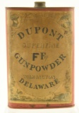 Lot #427 - Vintage Dupont Superfine FF grade Gunpowder tin 6”