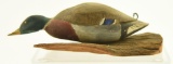 Lot #437 - J. Ahern Miniature carved feeding Mallard drake on driftwood signed by carver on