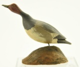 Lot #449 - Russ Barr, Hingham Mass, full body standing miniature carved Redhead Drake on driftwood