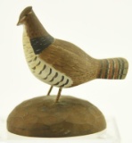 Lot #454 - Miniature carved full body standing Ruffle Grouse by C. Ronco Southwest Harbor, Maine