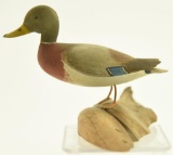Lot #464 - Gerald Robertson, Blue Hill, Maine miniature carved full body Mallard Drake on drift