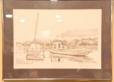 Lot #482 - “Sunday Sentinel” Glass, Virginia framed black and white print of pencil sketch