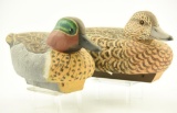 Lot #505 - Pair of D. Cobb cork body Green Wing Teal hen and drake in original paint both signe