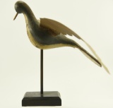 Lot #520 - Standing Folk Art Style full body flying Pigeon with metal wings signed Elmore on