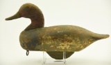 Lot #529 - Upper Bay primitive Redhead decoy with deep lead keel weight old working repaint 14”