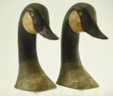 Lot #532 - Pair of Cast iron molded and Paint ed Canada Goose Head Bookends/Door Stops 8” each