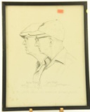 Lot #537 - H. Harryman framed print of Pencil Sketch of Lem and Steve Ward signed by Lem Ward