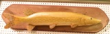 Lot #556 - Outstanding Rusty Harvey Odessa, DE 1996 hand carved Chain Pickerel on wooden  panel